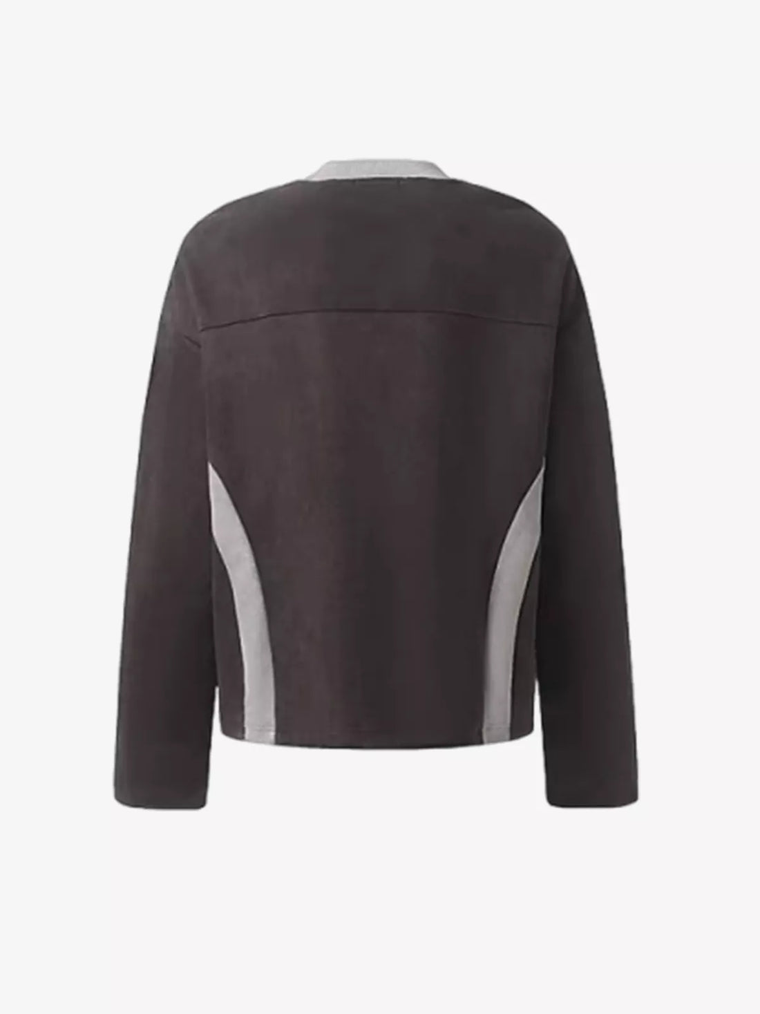 Contrast Panel Suede Long Sleeve Tee