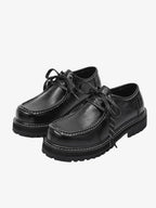 Contrast-Stitch Suede Moc-Toe Platform Derbies