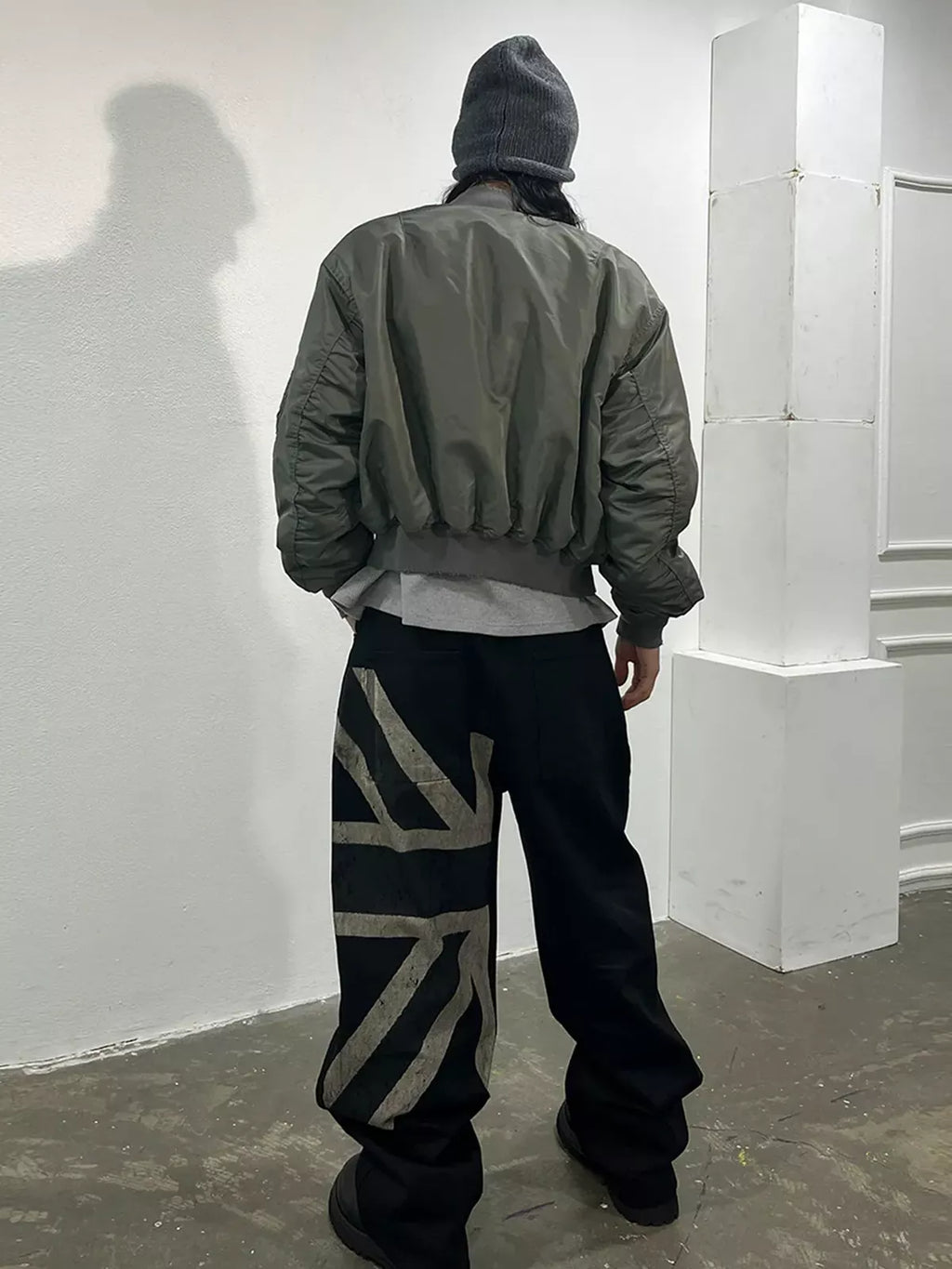 Washed Distressed Flag Graphic Jeans