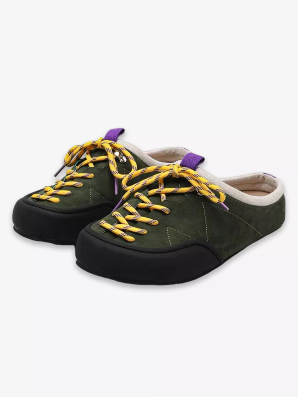 Urban Hiking-Inspired Chunky Suede Mules