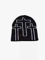 Triple Cross Graphic Knit Beanie