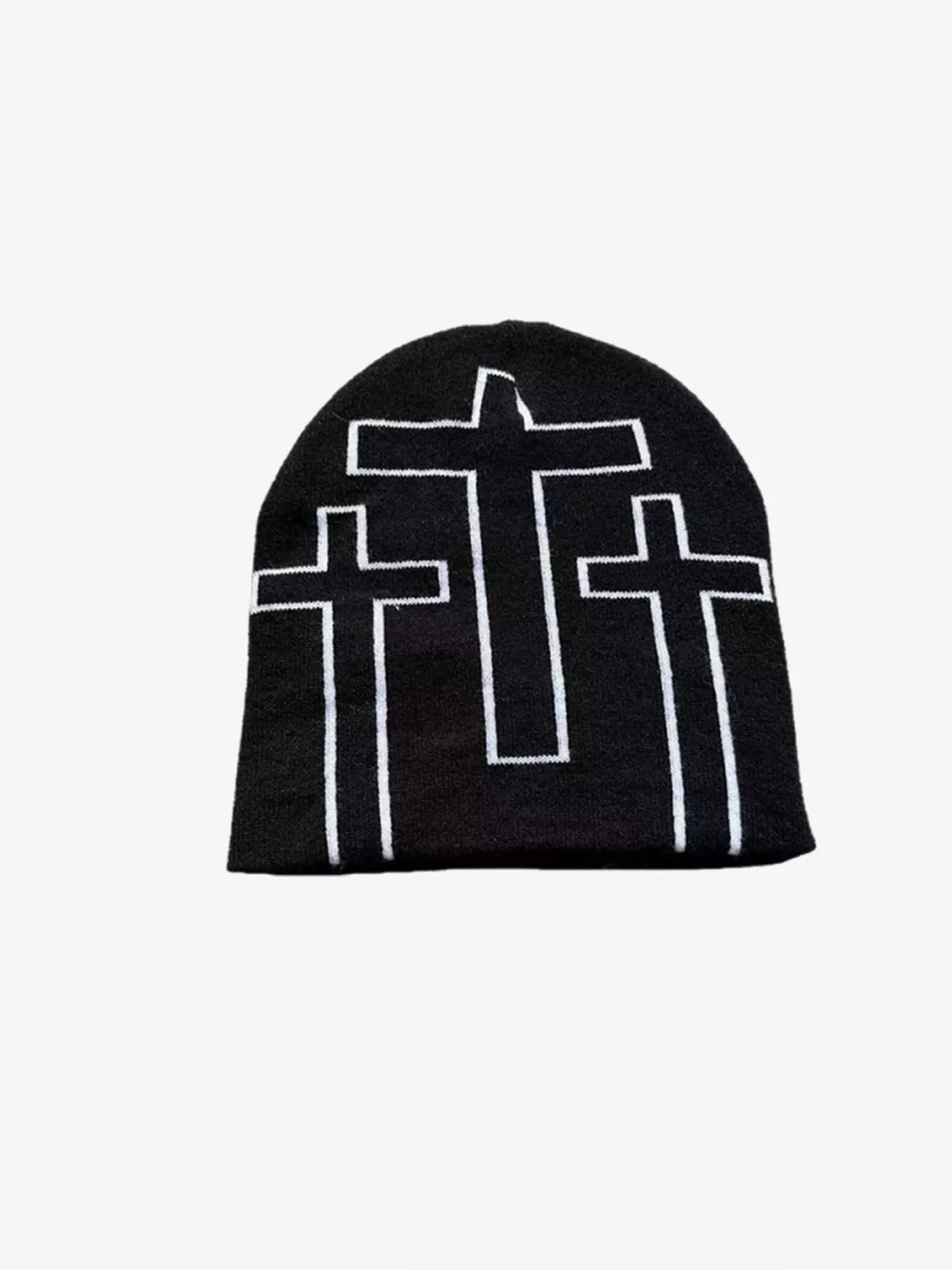 Triple Cross Graphic Knit Beanie