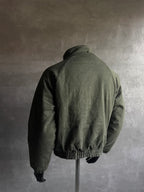Vintage Military Metal Buckle Striped Bomber Jacket