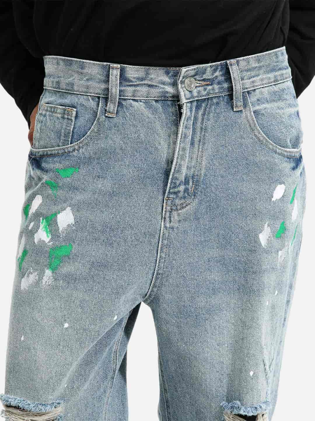 Niceprimes Loose Fit Graffiti Ripped Jeans