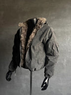 Fur-Trimmed Star-Pendant Suede-Finish Hooded Bomber Jacket