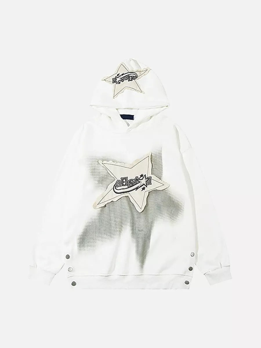 Niceprimes Star Patch Hip-Hop Sweatshirt