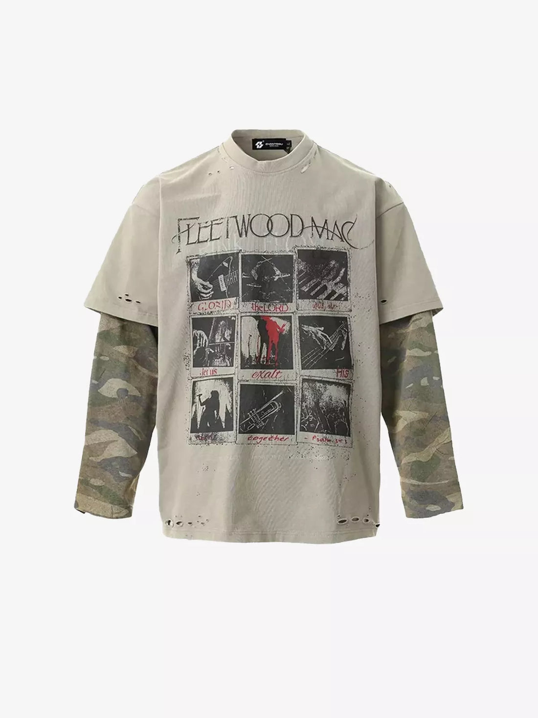 Vintage Distressed Camo Layered Graphic Tee