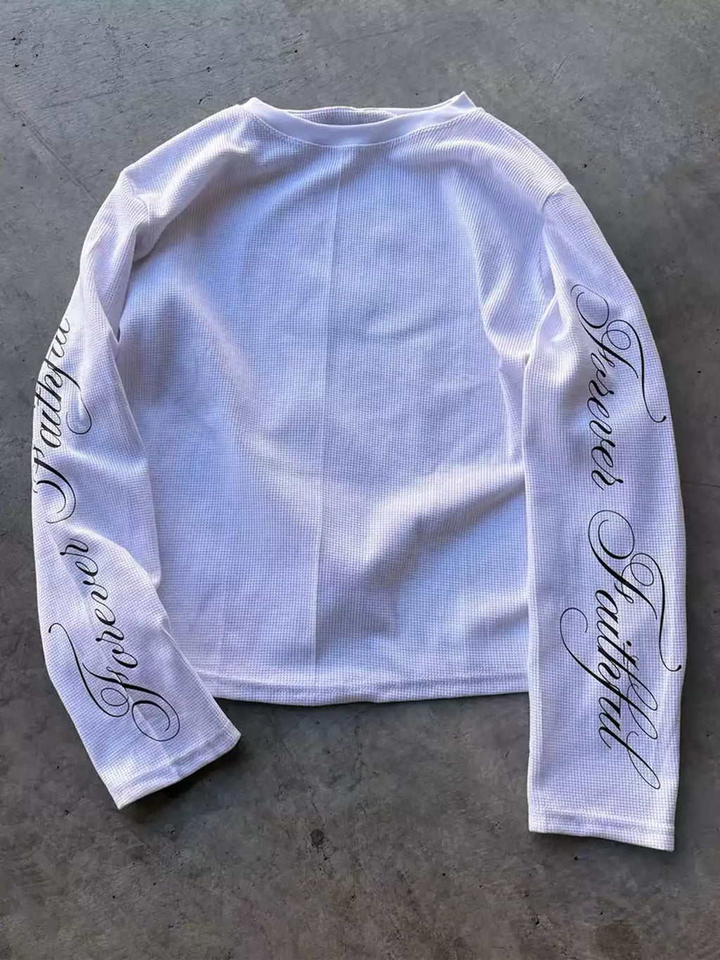 Vintage Font Graphic Waffle Sweatshirt