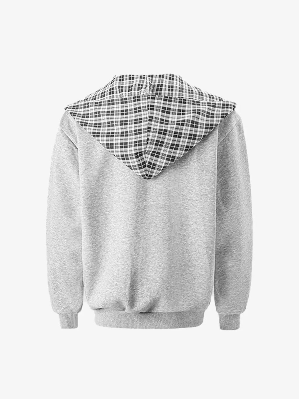 Plaid-Lined Dual-Wear Zip Hoodie