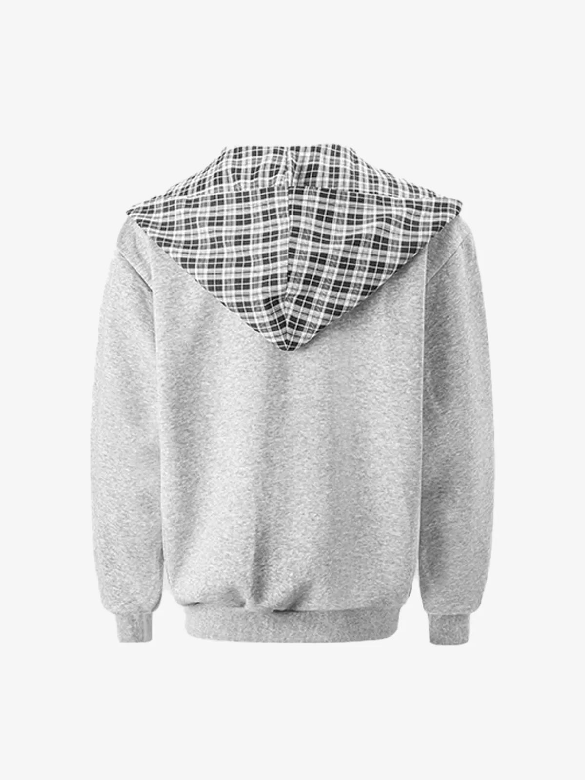 Plaid-Lined Dual-Wear Zip Hoodie