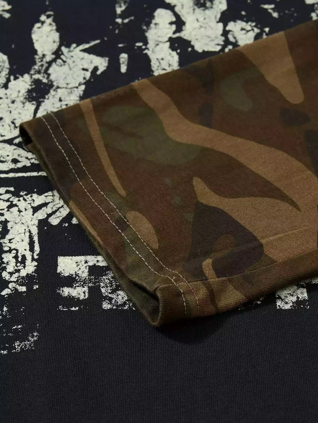 Ruched Camo Graphic Long Sleeve