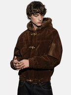 Faux Fur Lined Clasp Bomber Jacket