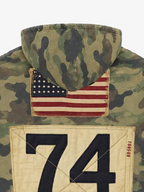 Distressed Camo Letter Graphic Zip-Up Hoodie