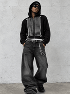 Military Graphic Zip Up Hoodie