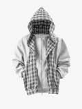 Plaid-Lined Dual-Wear Zip Hoodie