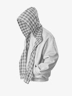 Plaid-Lined Dual-Wear Zip Hoodie