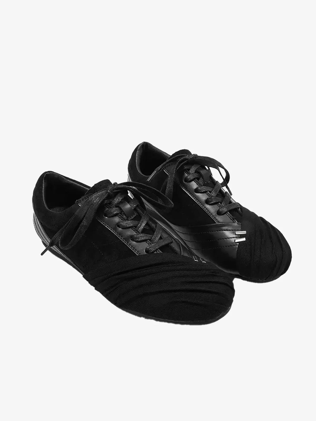 Niceprimes Pleated Toe Wrap Leather Low-Top Sneakers