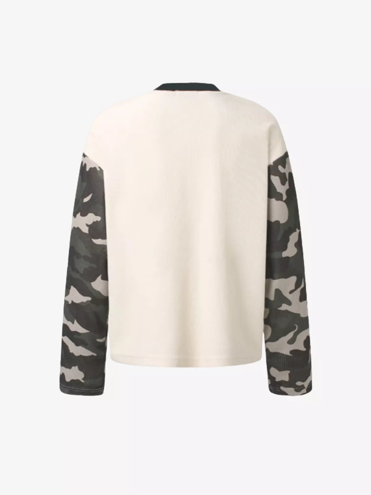 Camo Patchwork Graphic Waffle Long Sleeve Tee