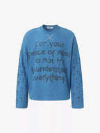 Cross Print Waffle Knit Long Sleeve Crew Neck Tee