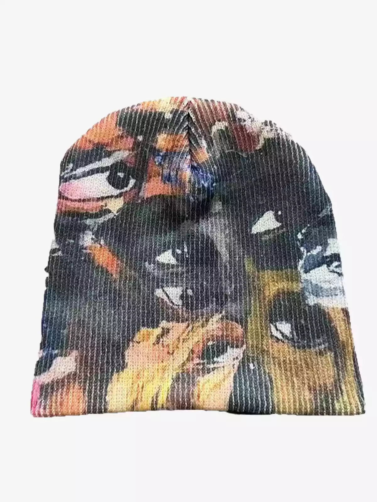 Vintage Grunge Graphic Printed Knit Beanie