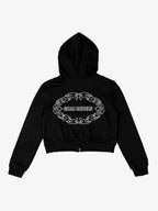 Military Graphic Zip Up Hoodie