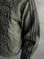 Vintage Military Metal Buckle Striped Bomber Jacket