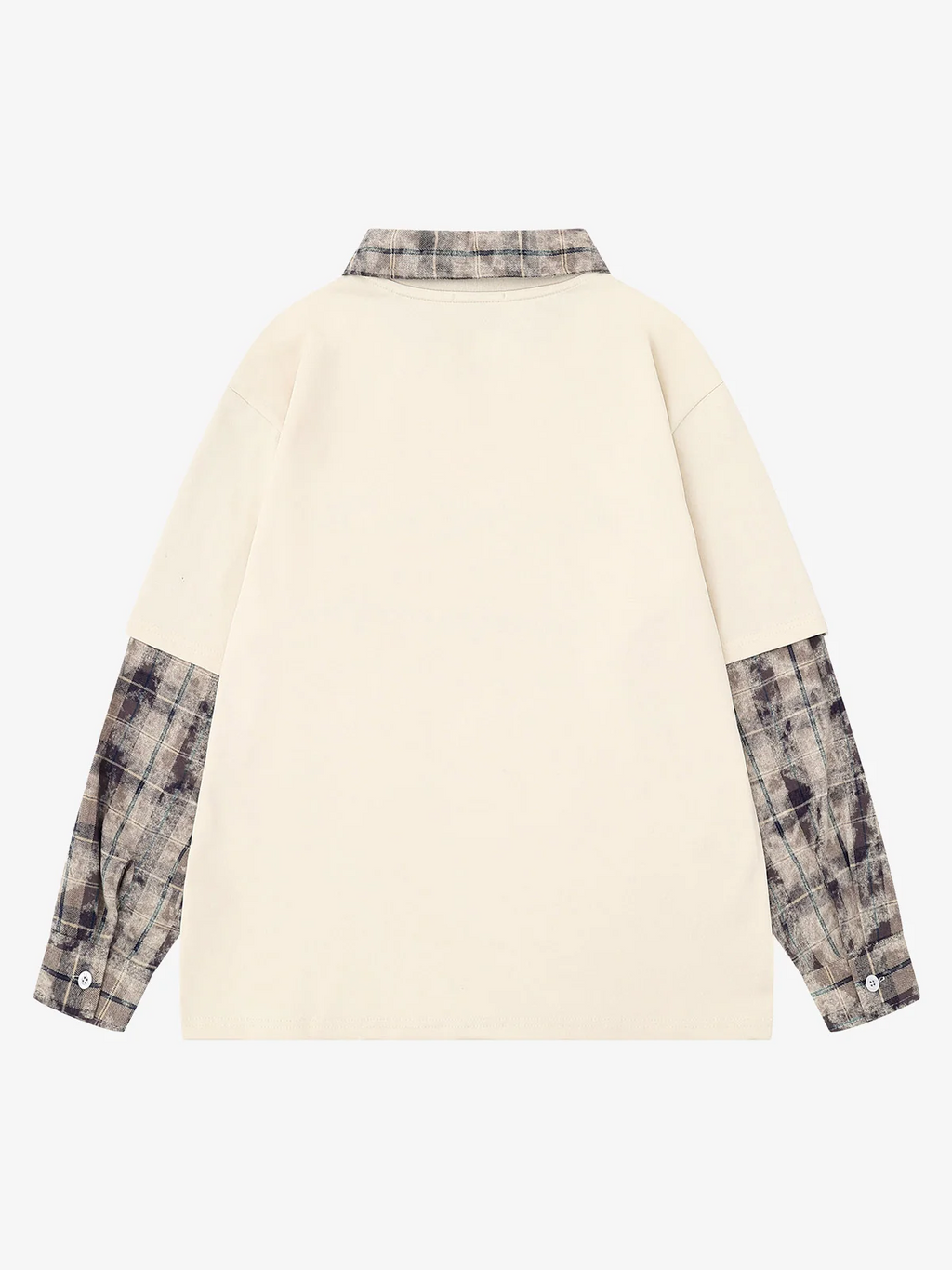 Plaid Patchwork Graphic Long Sleeve Tee
