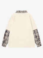 Plaid Patchwork Graphic Long Sleeve Tee