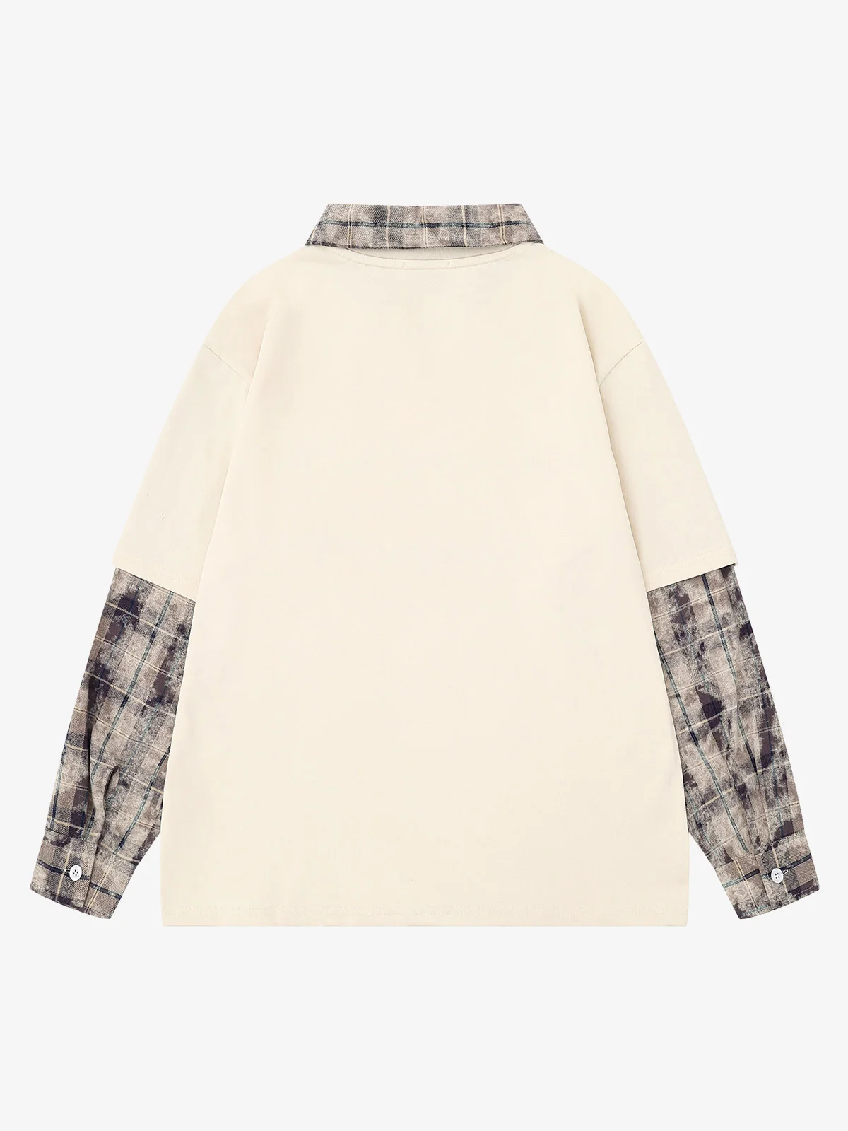 Plaid Patchwork Graphic Long Sleeve Tee