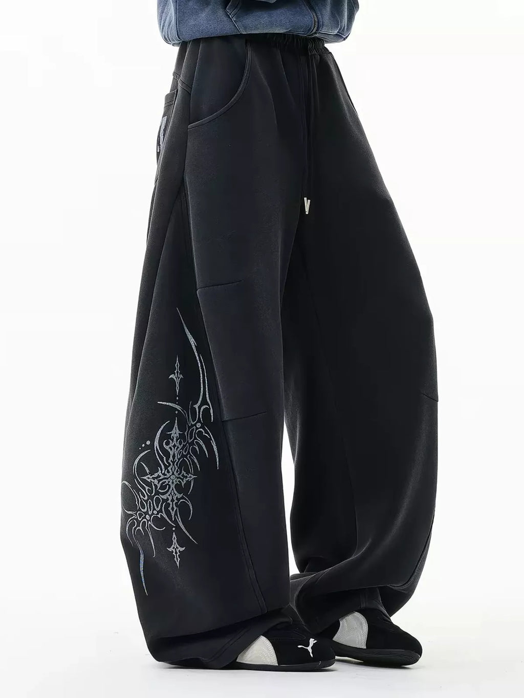 Graphic Wide-Leg Street Pants