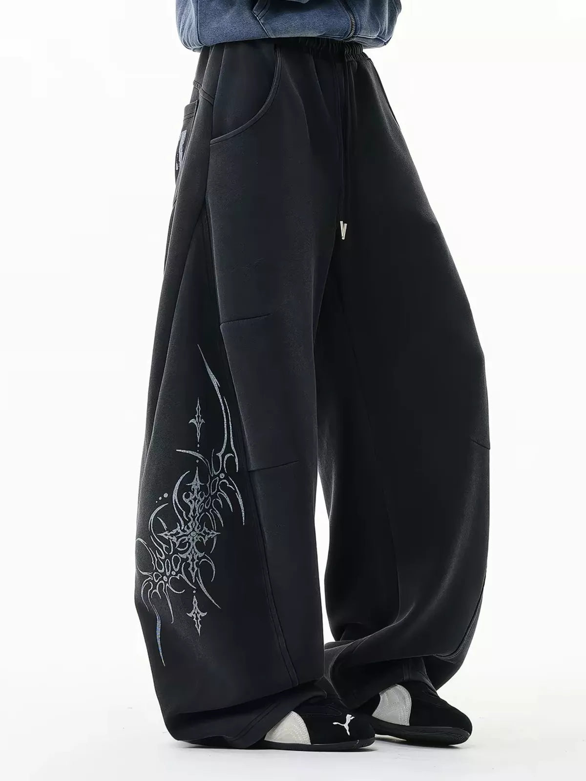 Graphic Wide-Leg Street Pants