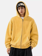 Washed Distressed Fleece Zip Up Hoodies