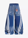 Distressed Curved Stripe Baggy Sweatpants