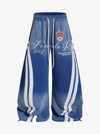 Distressed Curved Stripe Baggy Sweatpants