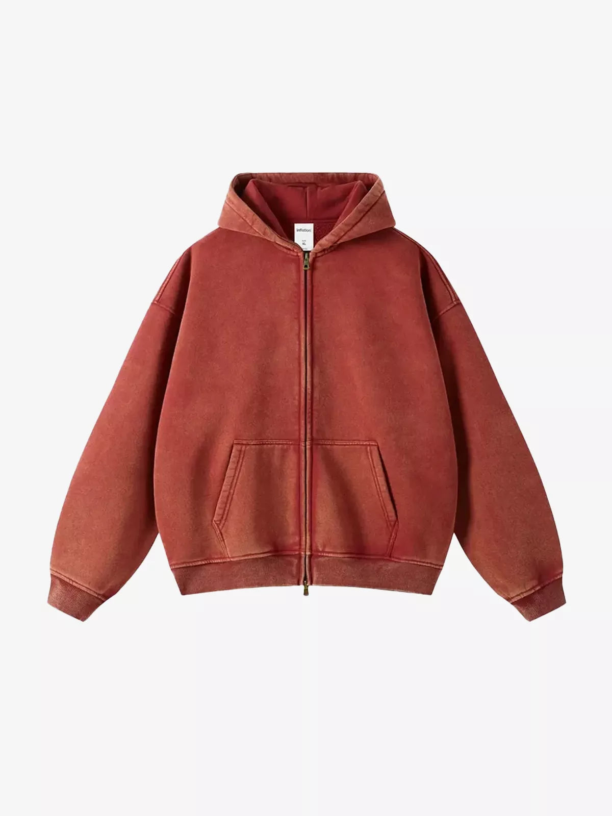 Washed Distressed Fleece Zip Up Hoodies