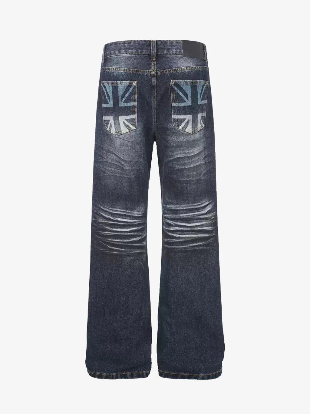 Flag Graphic Washed Distressed Wide-Leg Jeans