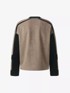 Suede Embroidered Colorblock Long Sleeve Streetwear Tee