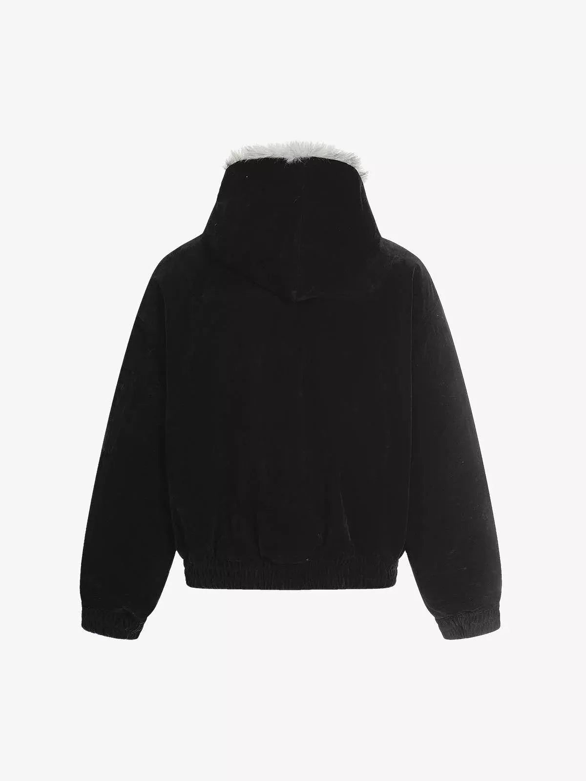 Faux Fur Lined Clasp Bomber Jacket