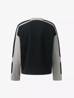 Suede Embroidered Colorblock Long Sleeve Streetwear Tee