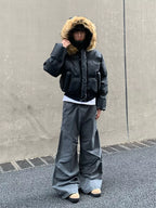 Detachable Hood Faux Fur Puffer Jacket