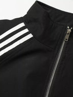 Striped Track Jacket and Wide-Leg Pants Two-Piece Set