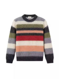 Multicolor Striped Fuzzy Knit Crewneck Sweater
