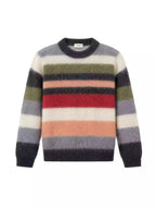Multicolor Striped Fuzzy Knit Crewneck Sweater