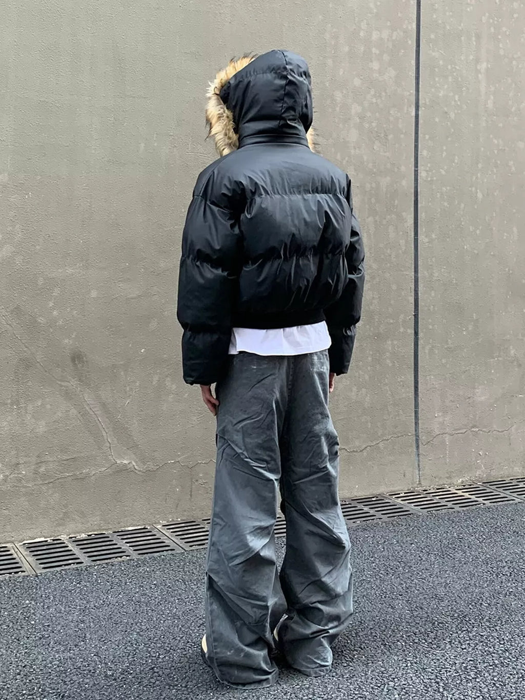 Detachable Hood Faux Fur Puffer Jacket