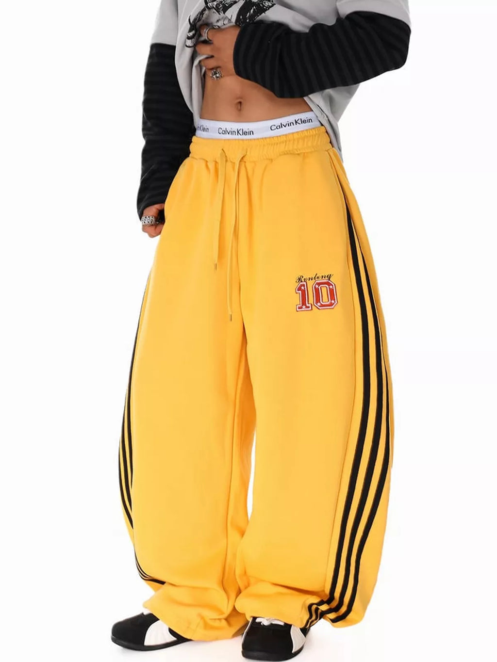 Vintage Fleece Side Stripe Wide Leg Pants
