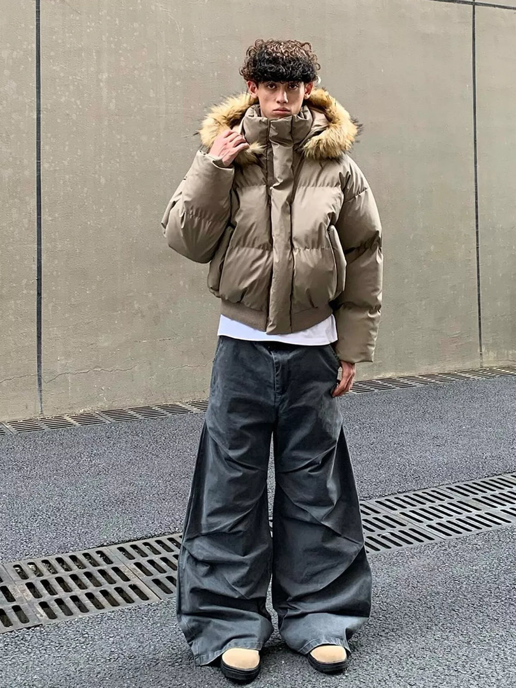 Detachable Hood Faux Fur Puffer Jacket