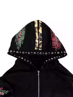 Studded Zip-Up Streetwear Hoodie