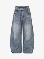 Flag Script-Printed Baggy Denim Jeans