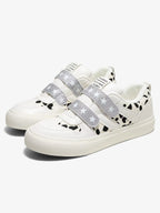 Leopard Print & Blue Star Strap Low-Top Sneakers