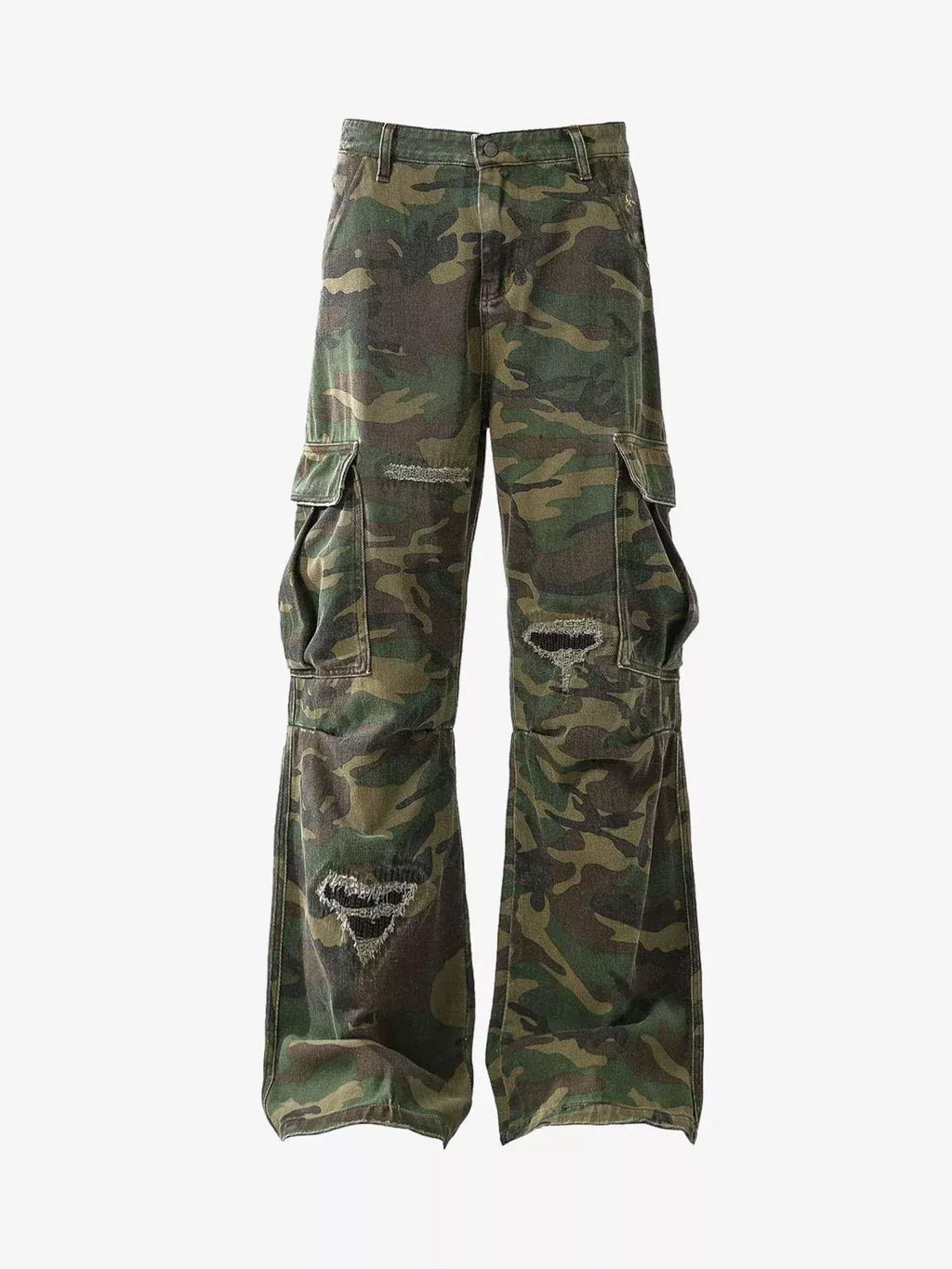 Distressed Camo Cargo Baggy Pants